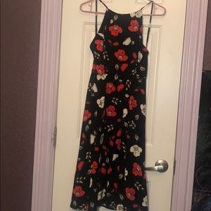 Floral print halter swing dress